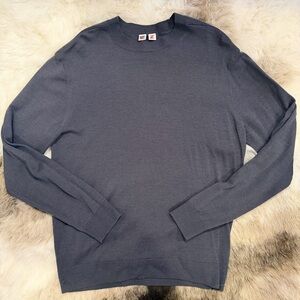 Uniqlo U Wool Crewneck Sweater blue small